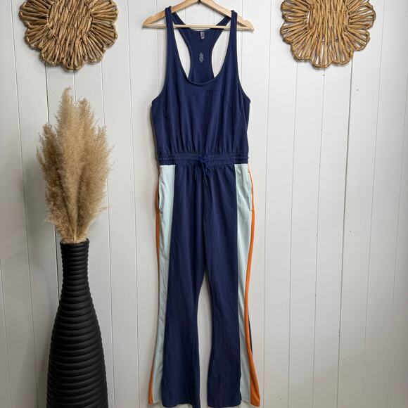 Free People jumpsuit onesie one-piece activewear romper flare Large - Picture 3 of 9